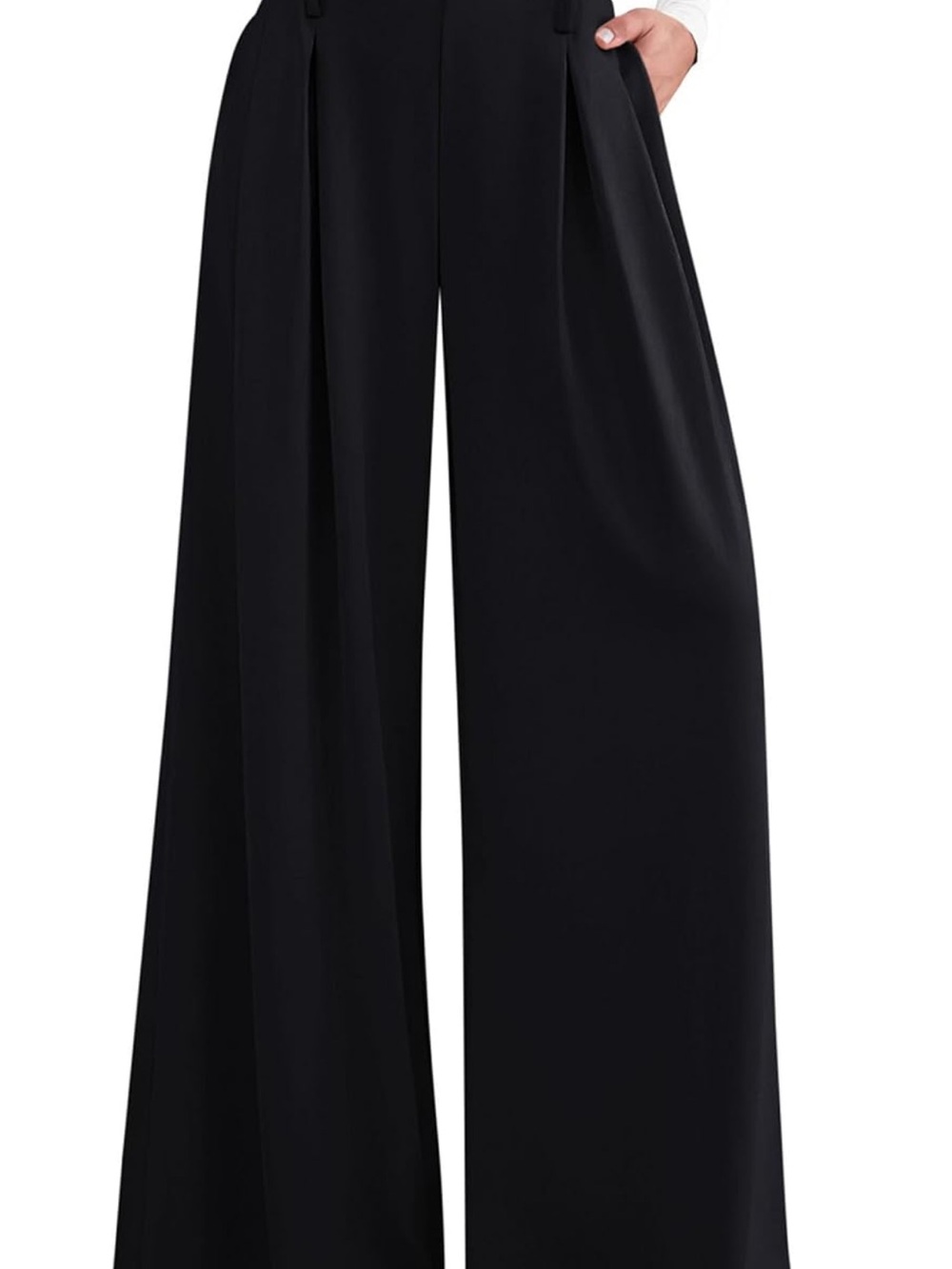 High-Rise Wide Leg Black Palazzo Pants